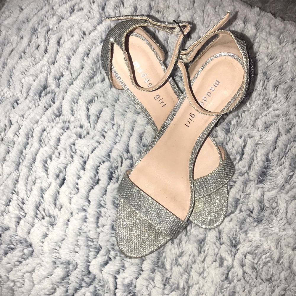 Madden Girl Silver Diamond Studded Heels